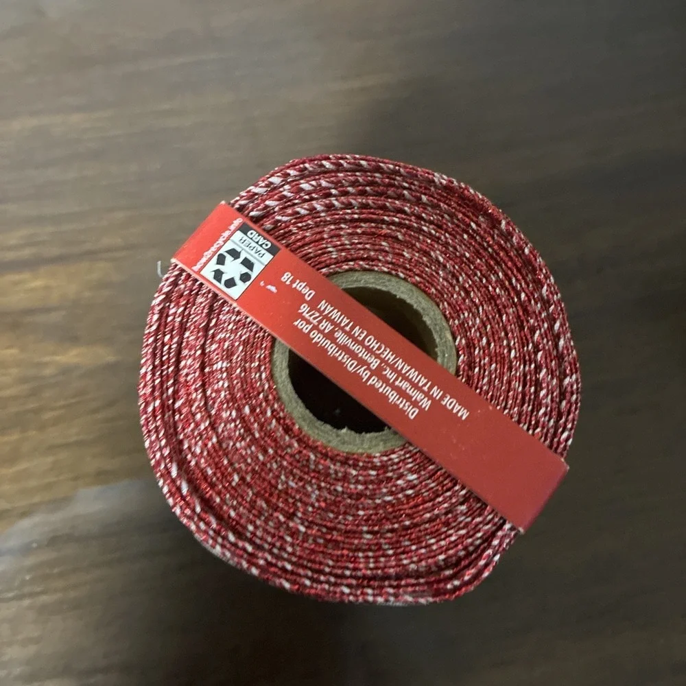 8 Yards Polka dot Glitter Wired Edge Ribbon -   Red, white